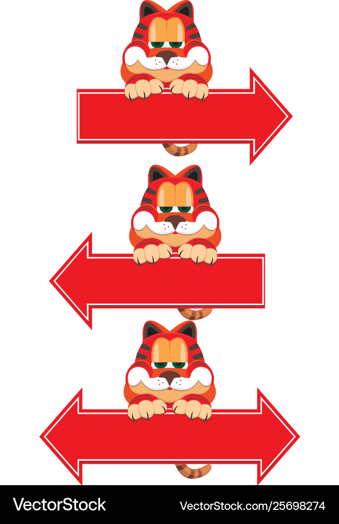Red cat sitting on arrow pointer Red cat sitting on arrow pointer vector image