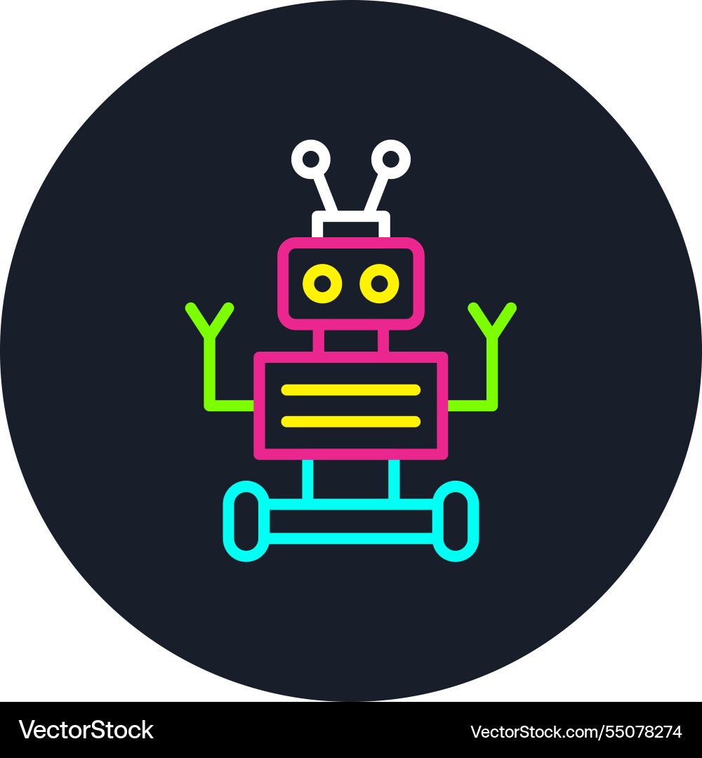 Space robot line multi color icon Vector Image