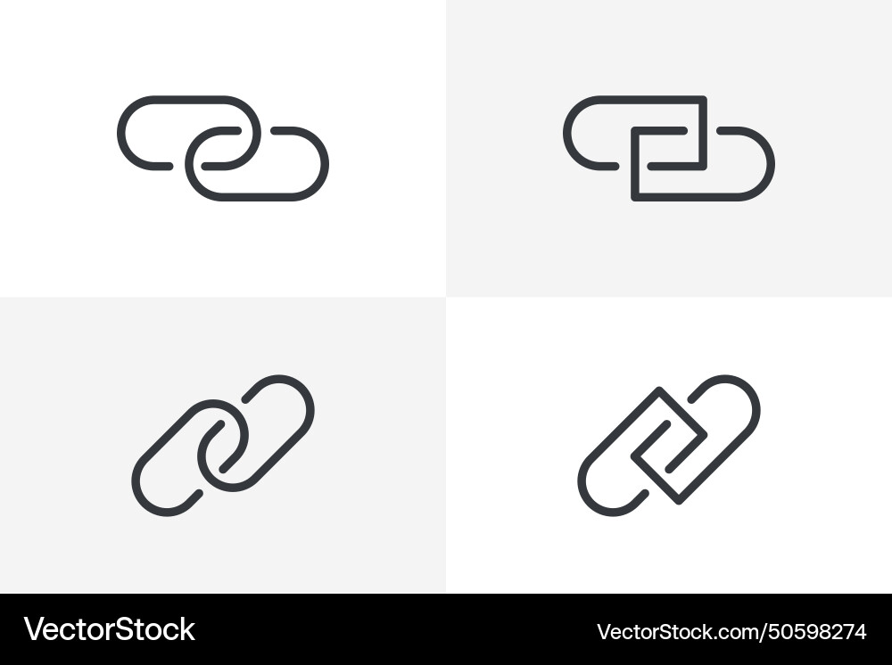 Url link icon set hyperlink chain website vector image