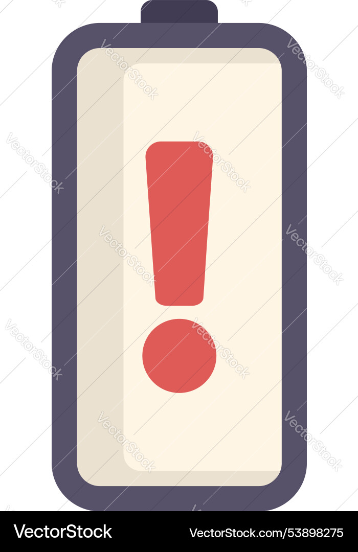 Battery showing warning sign with exclamation Battery showing warning sign with exclamation Vector Image