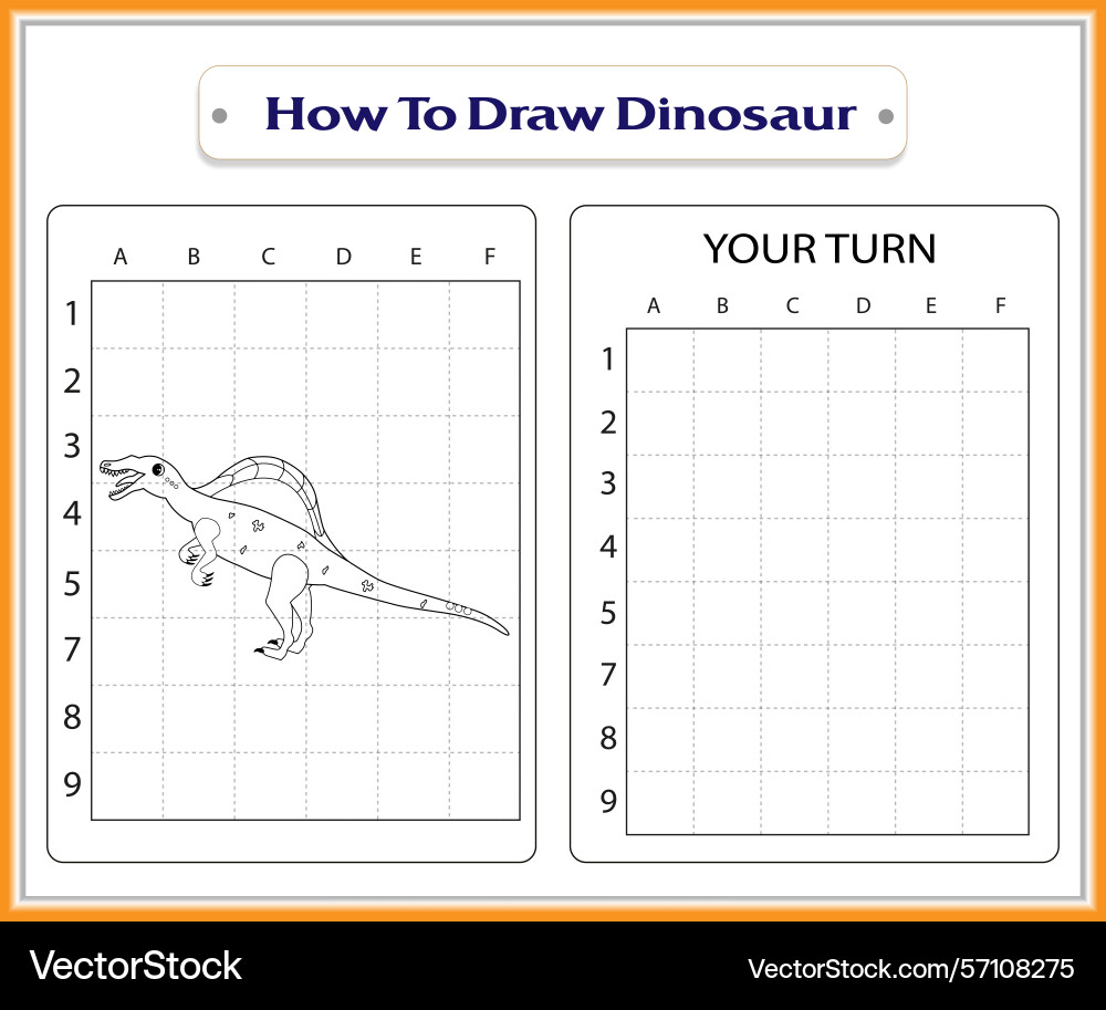 Drawing tutorial how to draw a dinosaur using Vector Image