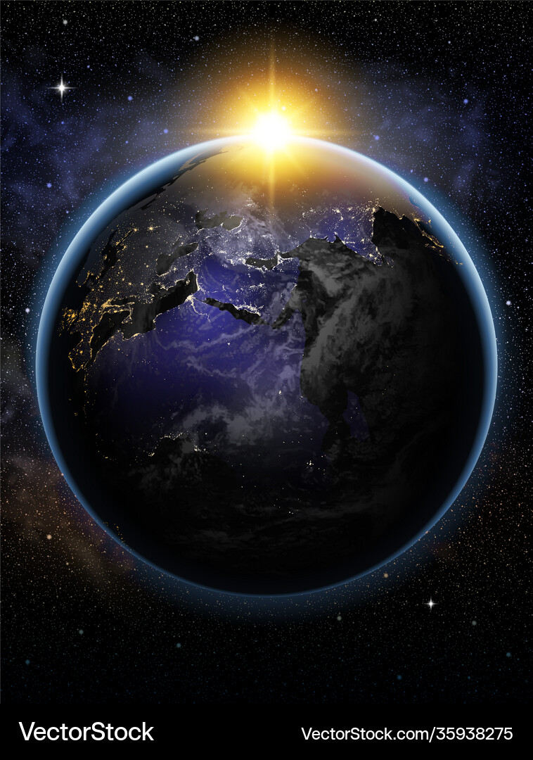 Earth in night sky and milky way highly – Royalty-Free Vector | VectorStock, image size:758x1080