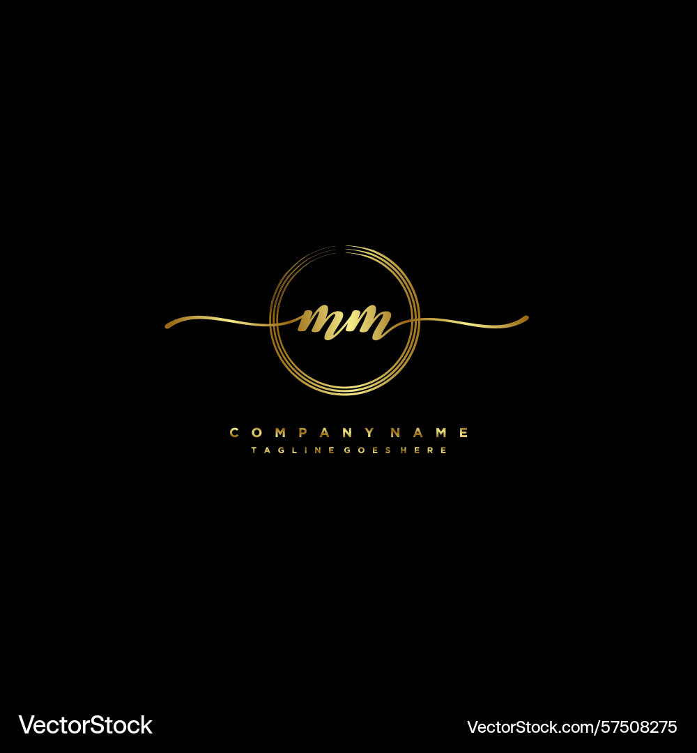 Mm initial handwriting logo with circular wave Vector Image