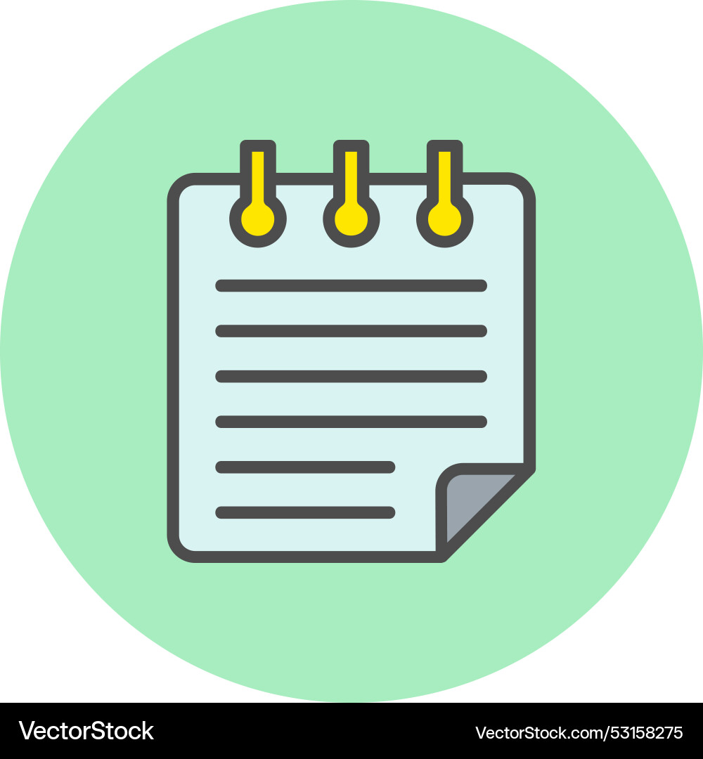 Notepad line filled circle icon Vector Image