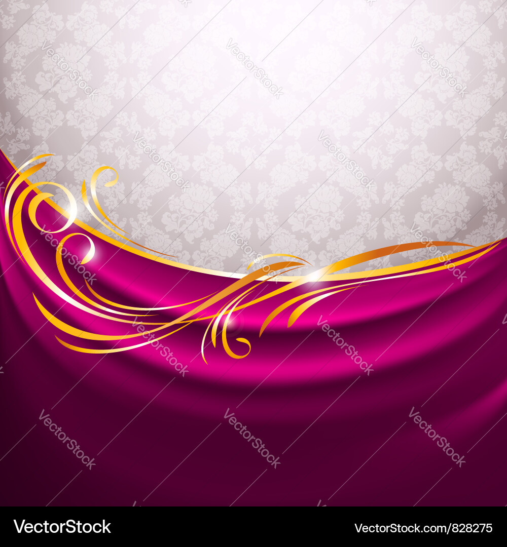 Pink Silk Curtain with Gold Accents vector image