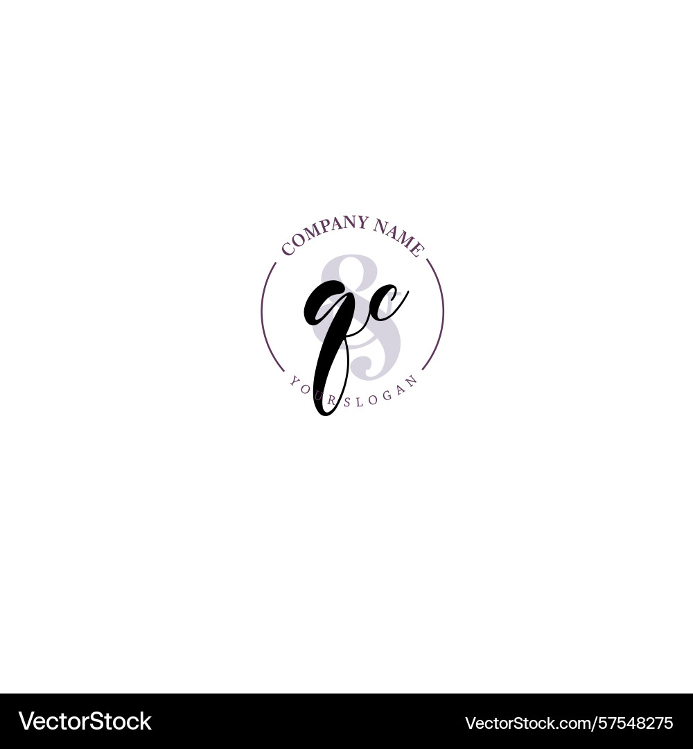 Qc initial logo with botanical circle design Vector Image
