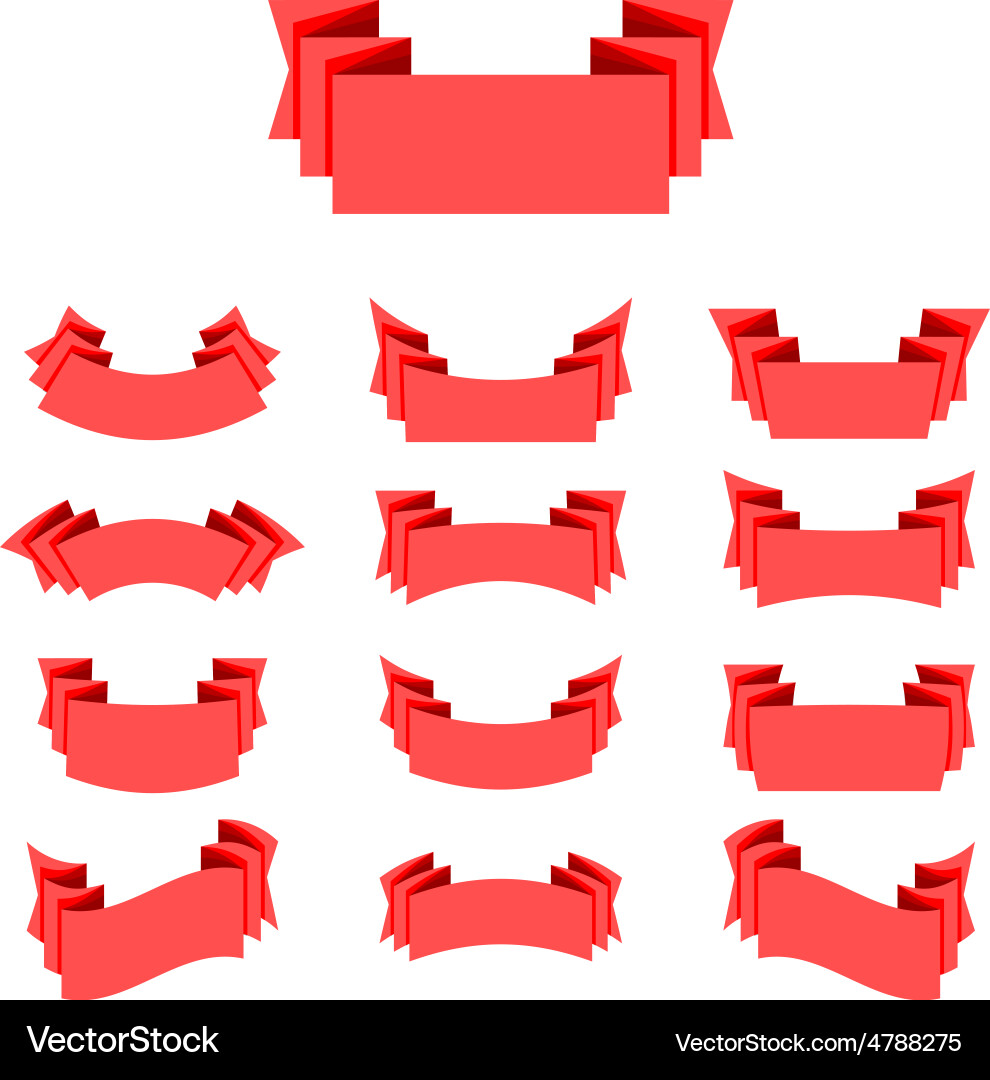 Ribbon simple style retro art set vector image