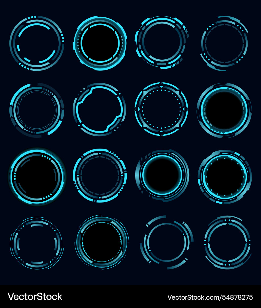 Sci-Fi HUD Circular Frames vector image