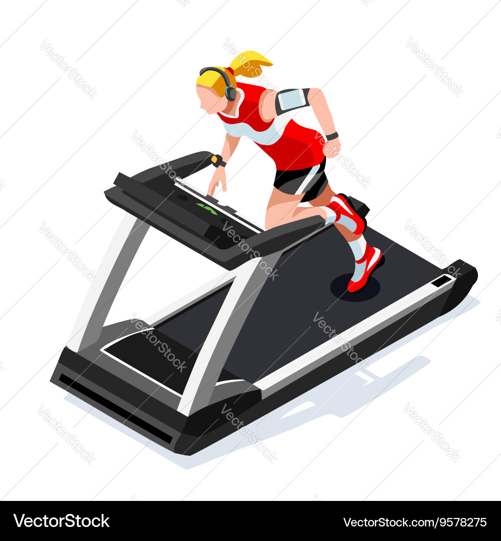 Treadmill gym class working out 3d isometric image vector image