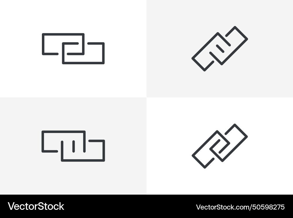 Url link icon set hyperlink chain website Vector Image