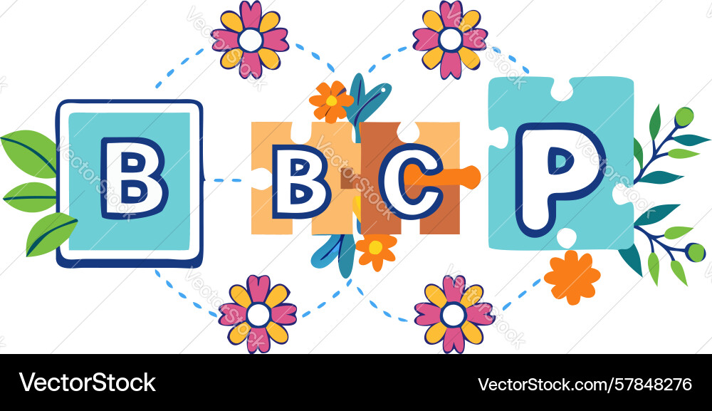 Bcp initials with flowers elegant branding unique Vector Image