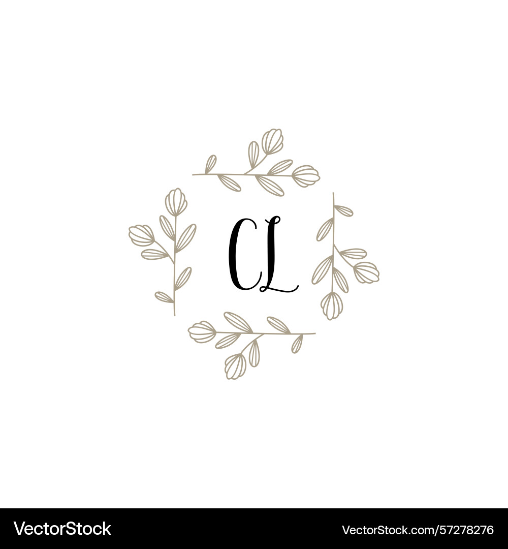 Botanical monogram logos with initial cl Vector Image