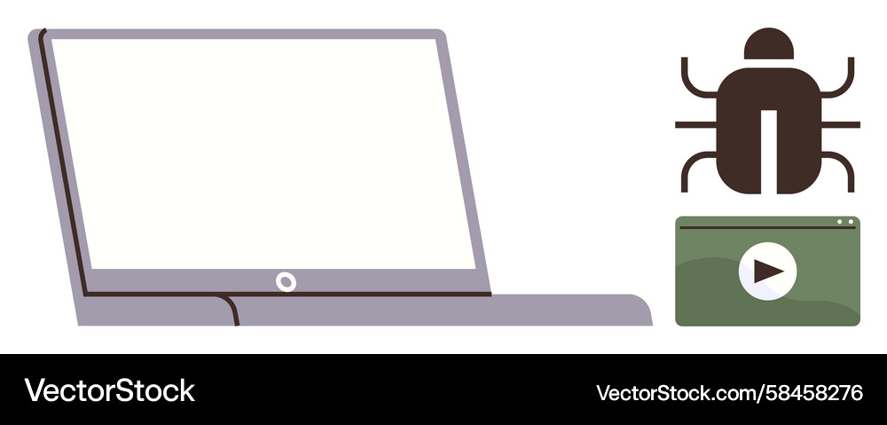 Debugging Laptop with Bug Icon Vector Image