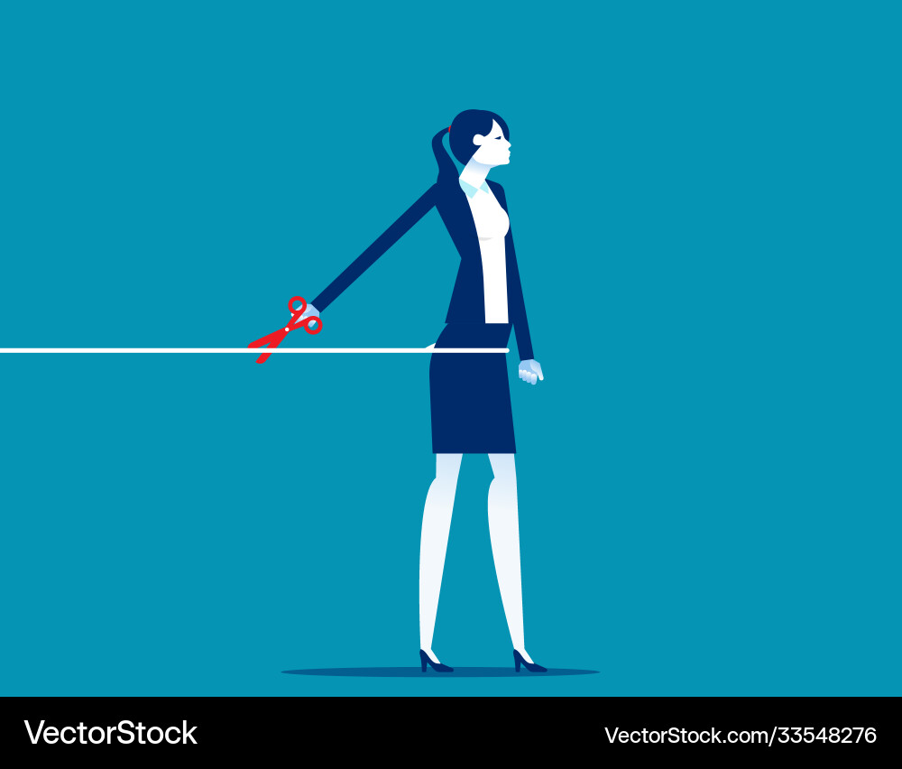 Office worker cutting rope learn to disconnect vector image