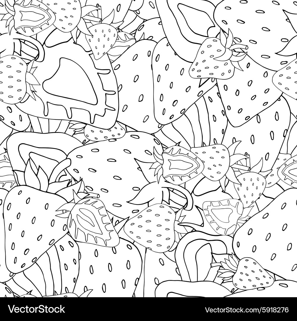 Seamless pattern set of monochrome strawberries Vector Image
