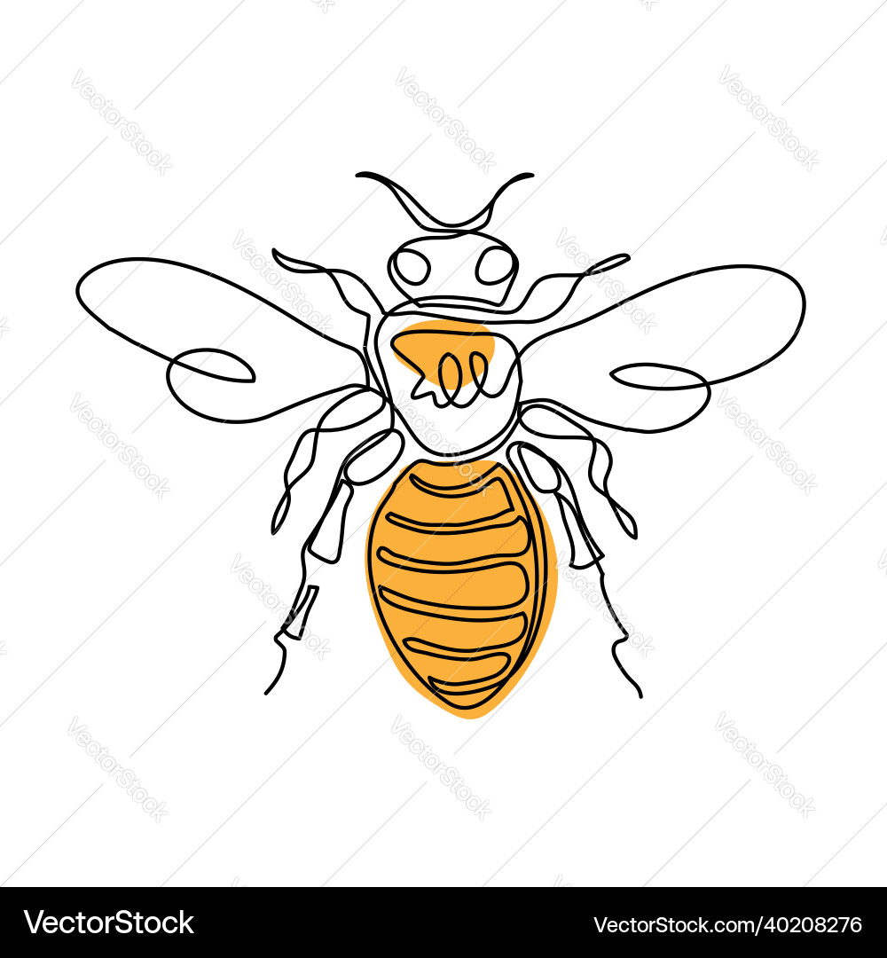 Single Line Bee Sketch Vektorbild