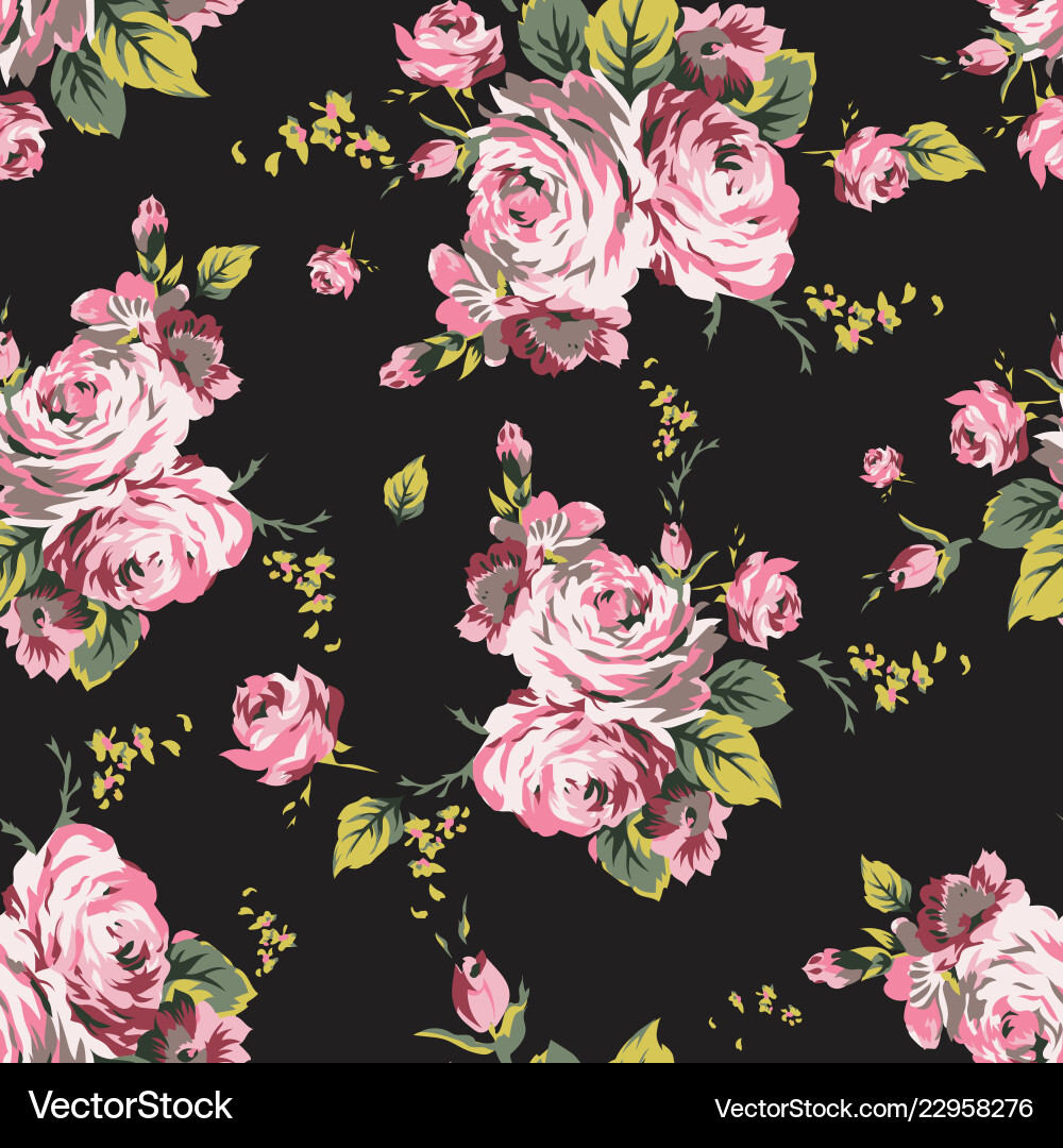 Vintage Roses Seamless Pattern Royalty Free Vector Image