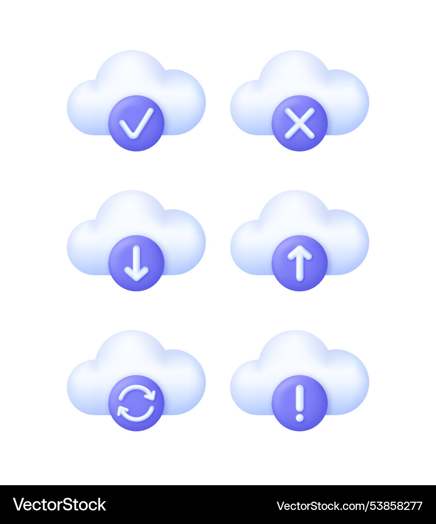 3d set of cloud computing icon 3d set of cloud computing icon vector image