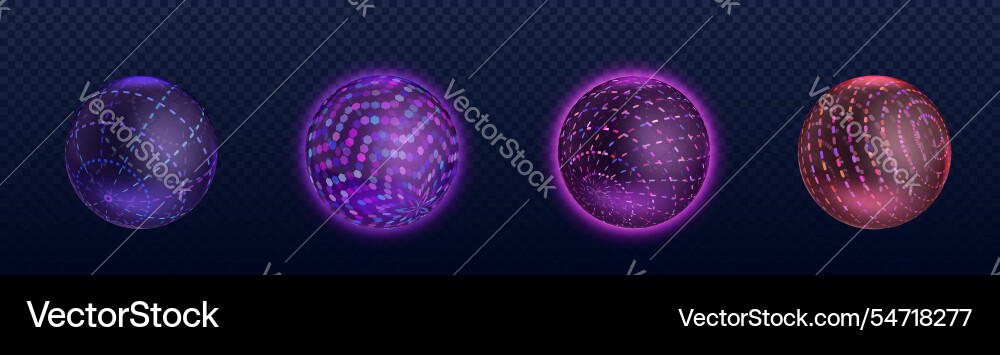 3d tech globes set on transparent background 3d tech globes set on transparent background vector image