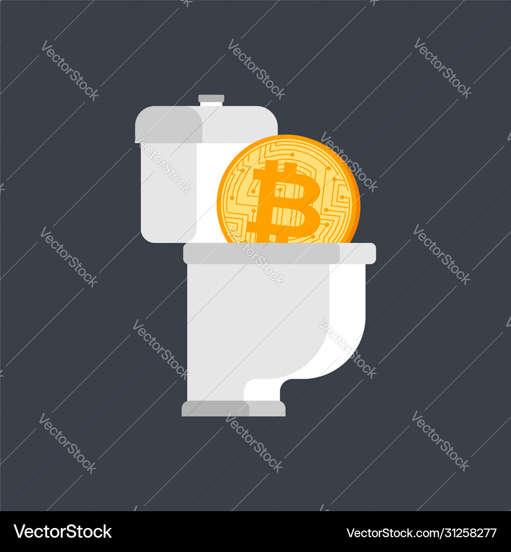Bitcoin in toilet cryptocurrency drop down – Royalty-Free Vector |  VectorStock
