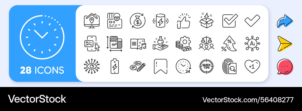 Checkbox floor plan and tick line icons for web Checkbox floor plan and tick line icons for web vector image