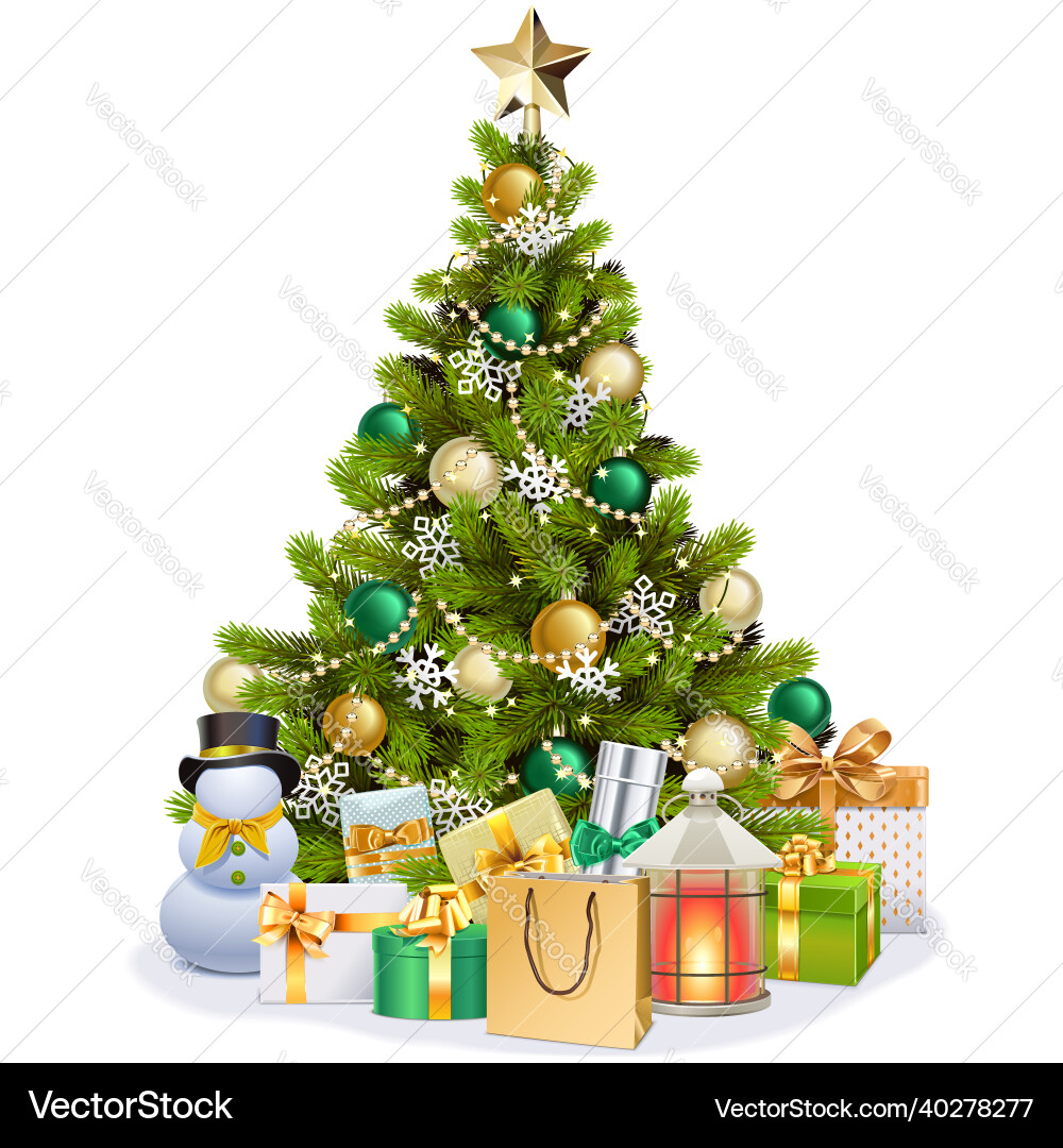 Golden Star Weihnachtsbaum vektorbild