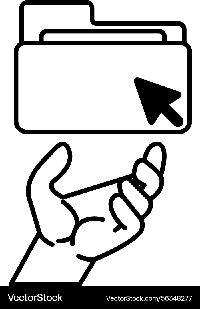 Hand holding a folder with mouse cursor Hand holding a folder with mouse cursor vector image