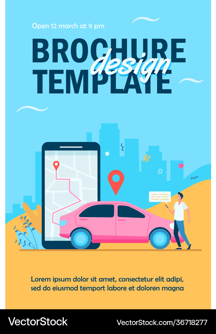 Man with map on smartphone renting car Man with map on smartphone renting car vector image