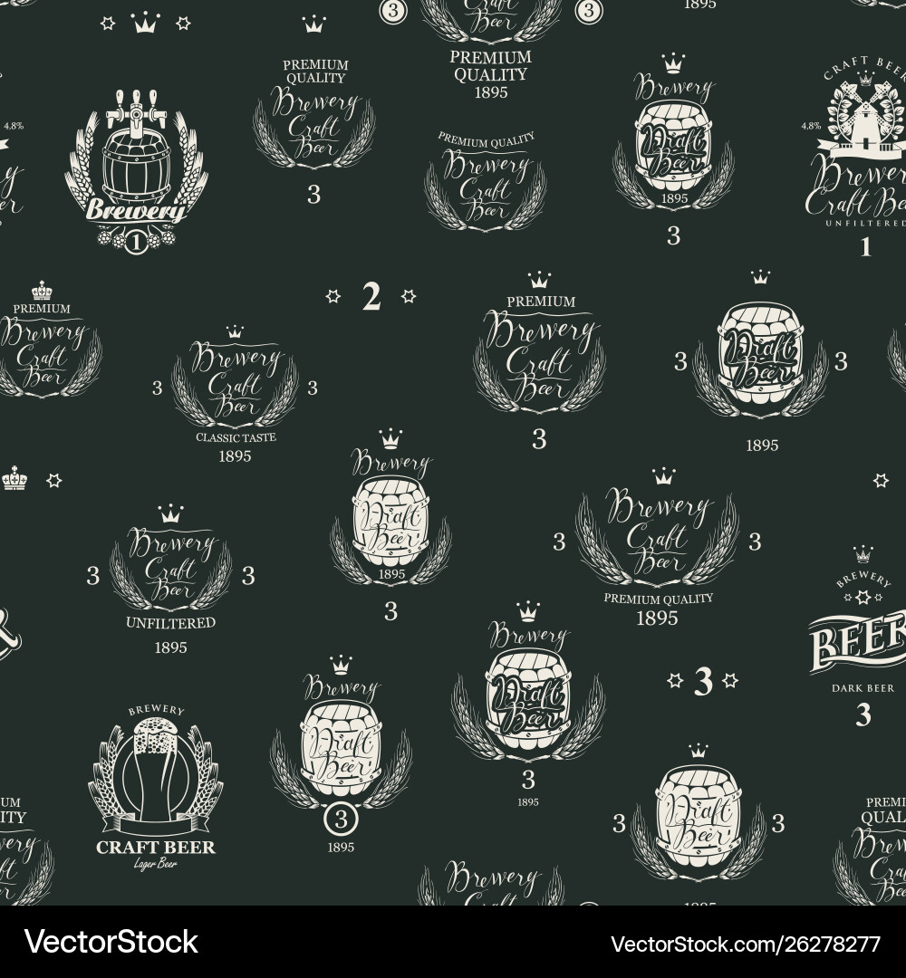 Seamless pattern with various beer labels Seamless pattern with various beer labels vector image