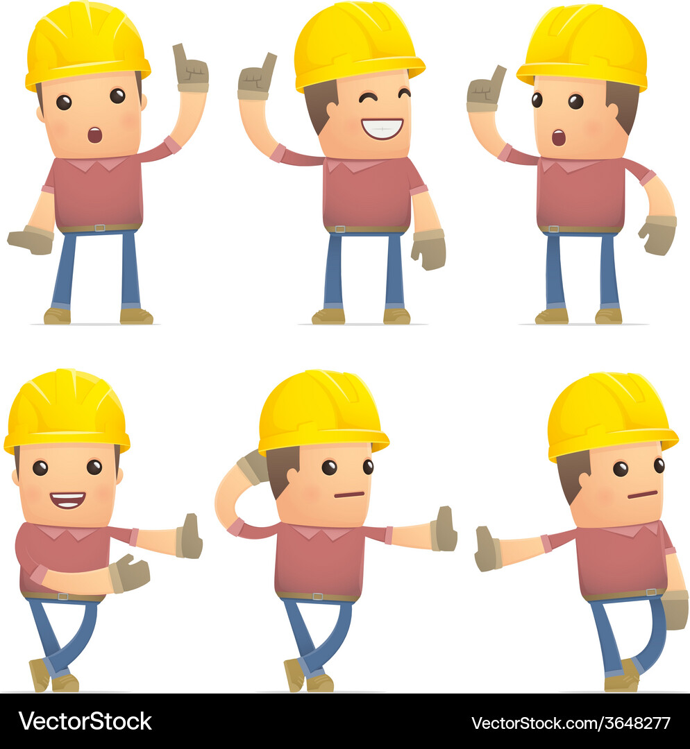 Set of builder character in different poses Vector Image