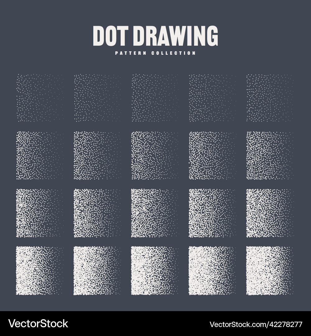Square shaped dotted objects stipple elements Square shaped dotted objects stipple elements vector image