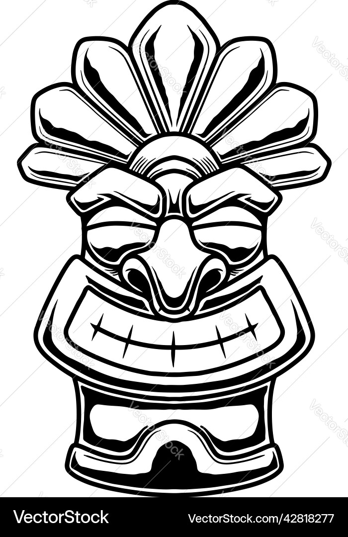 Tiki idol in monochrome style design element Tiki idol in monochrome style design element vector image