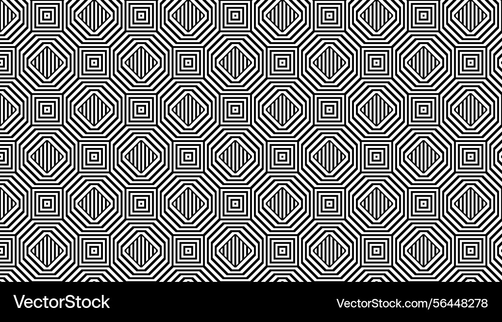 Abstract hexagonal optical pattern in black Vector Image