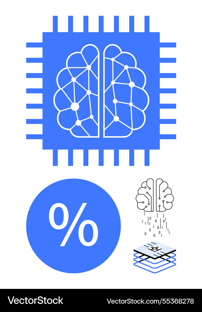 Artificial intelligence chip with brain network Artificial intelligence chip with brain network vector image