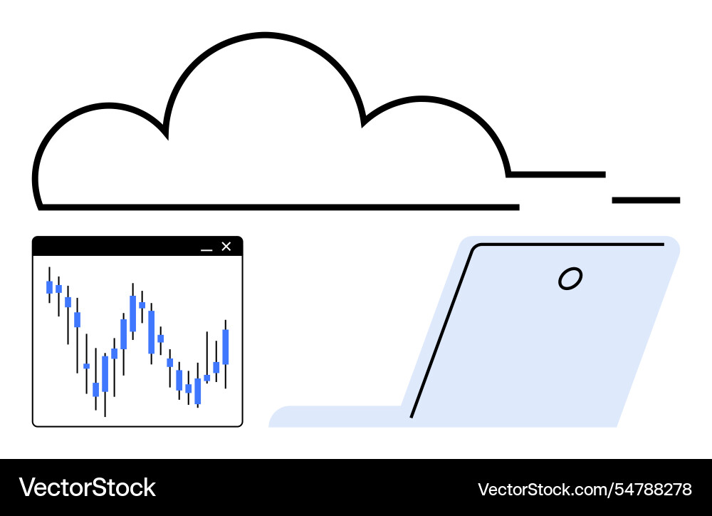 Cloud computing with data analytics and laptop Cloud computing with data analytics and laptop Vector Image