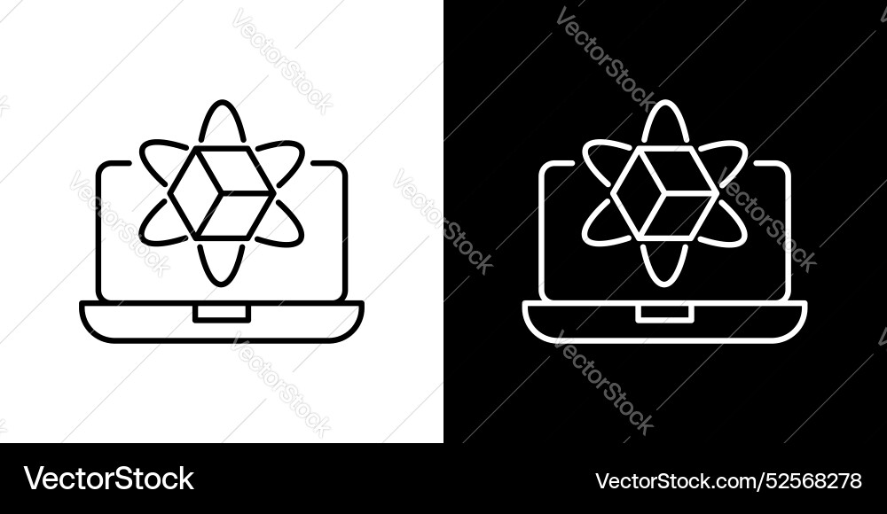Computer simulation icon set on white background Vector Image