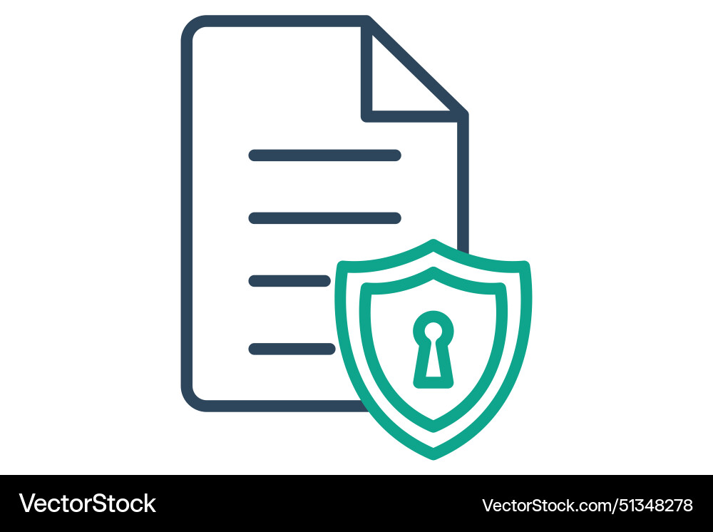 Document protection icon with shield Document protection icon with shield Vector Image
