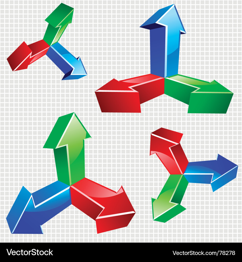Dynamic 3D Arrow Icons Vector Image