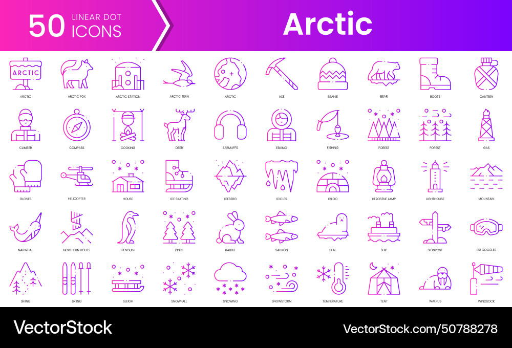 Set of arctic icons gradient style icon bundle Vector Image