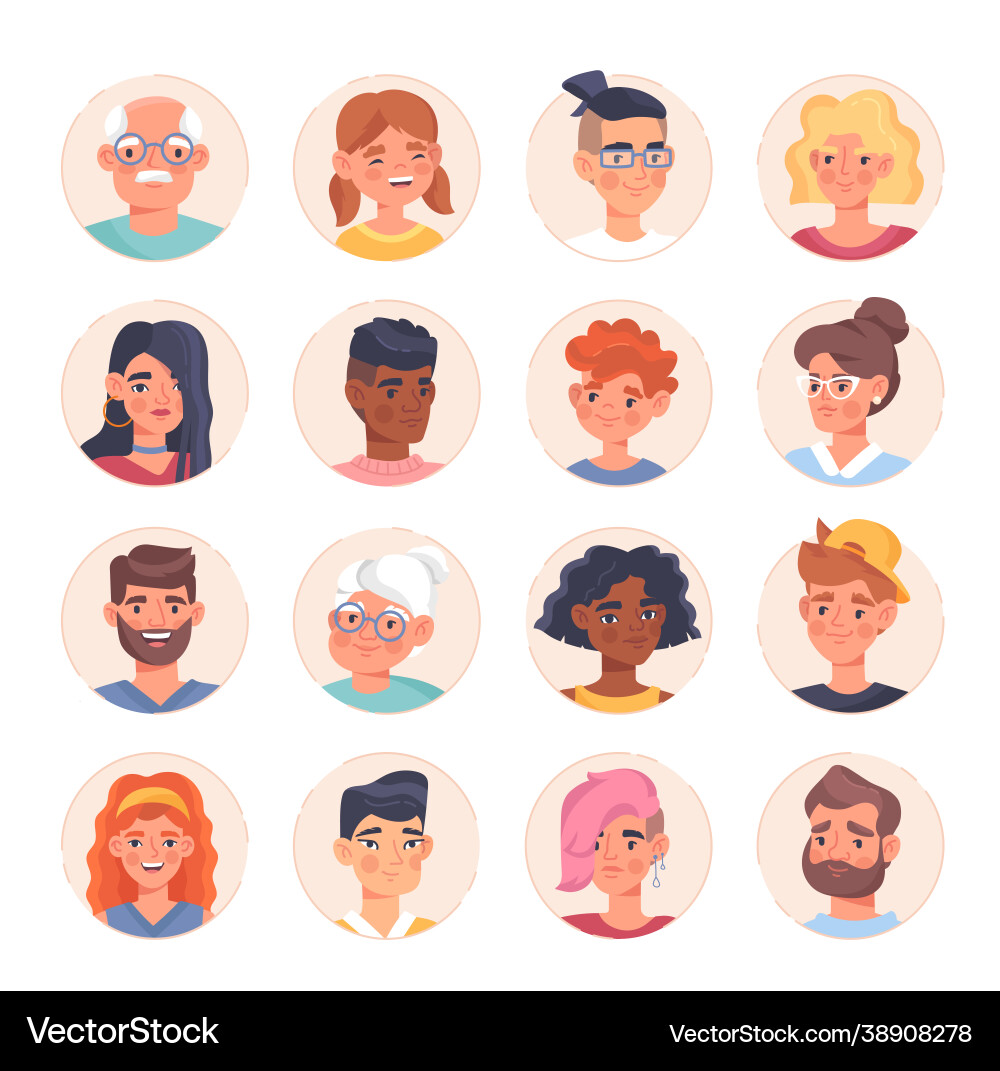 Set with male and female portraits different Set with male and female portraits different vector image