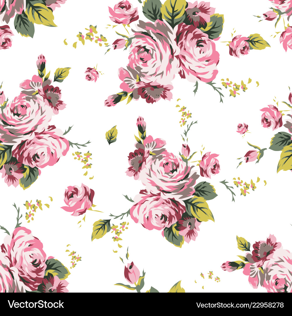 Shabby chic vintage roses seamless pattern vector image