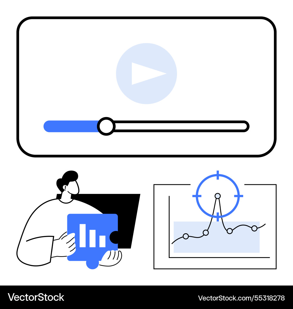 Video playback interface with user analyzing data Video playback interface with user analyzing data vector image