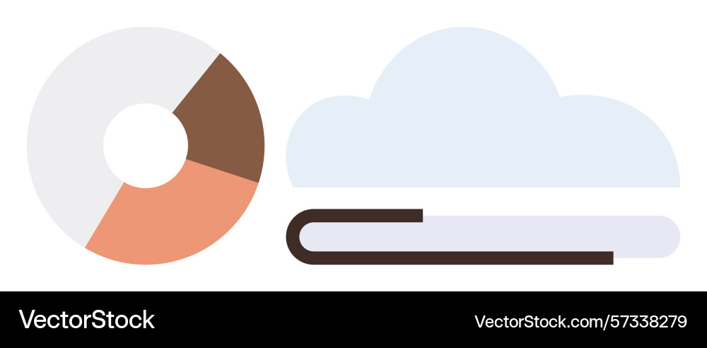 Data storage concept with cloud and segmented Data storage concept with cloud and segmented vector image