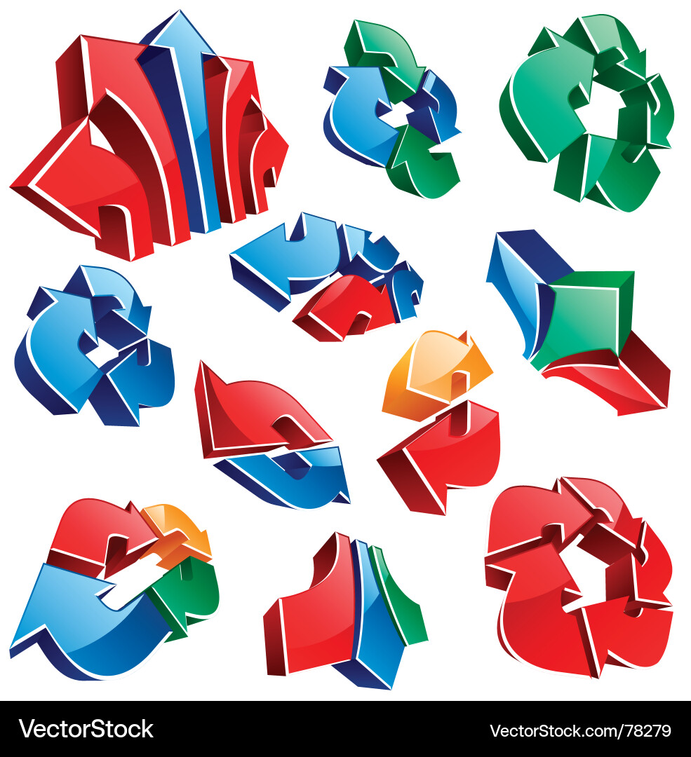 Dynamic 3D Arrows vector image