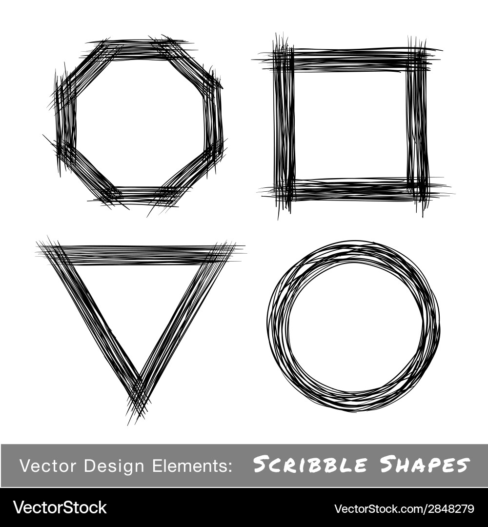 Hand Drawn Scribble Shapes – Abstract Elements Vector Image