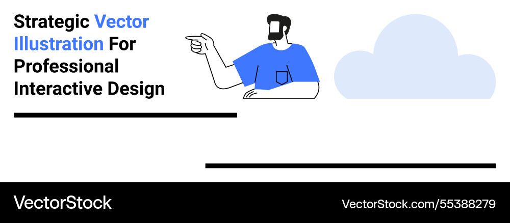 Man gesturing with cloud element highlighting vector image