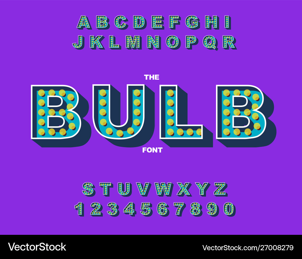 Retro Neon Lightbulb Alphabet Vector Image