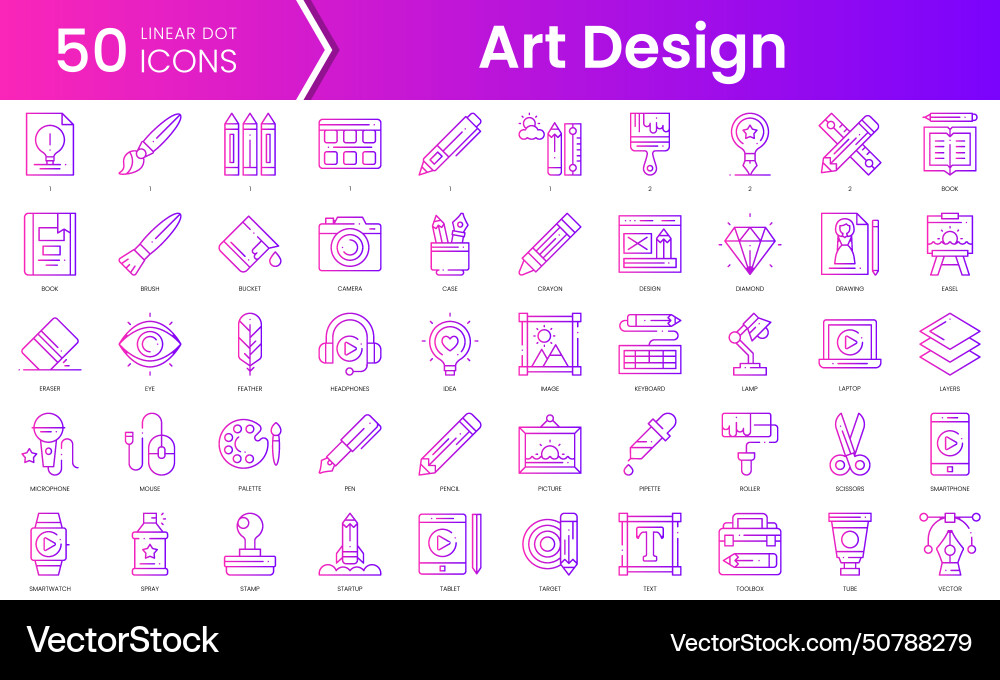 Set of art design icons gradient style icon bundle Set of art design icons gradient style icon bundle vector image