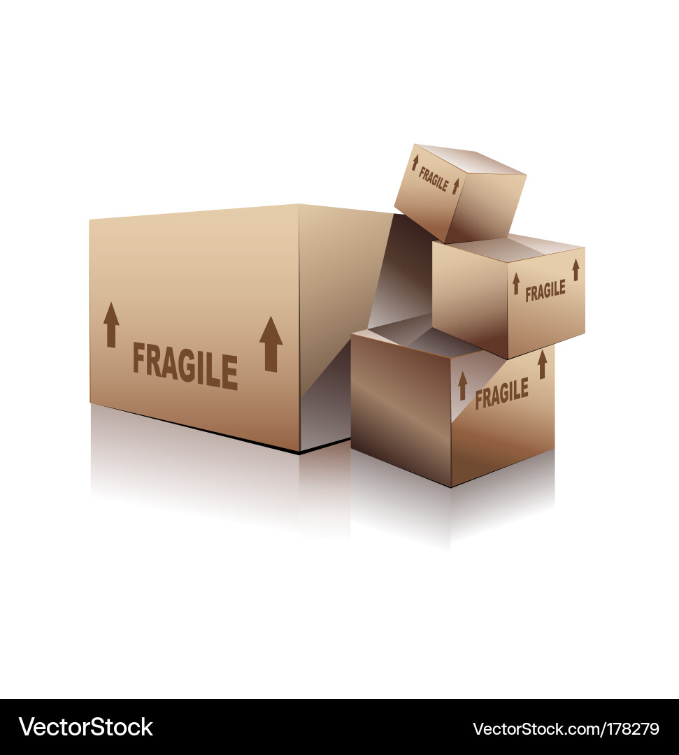 Shipping Boxes with Fragile Text vector image