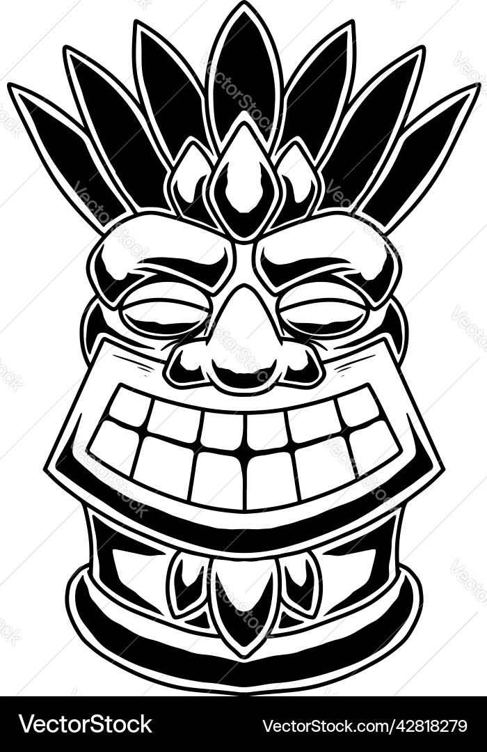 Tiki idol in monochrome style design element Tiki idol in monochrome style design element vector image
